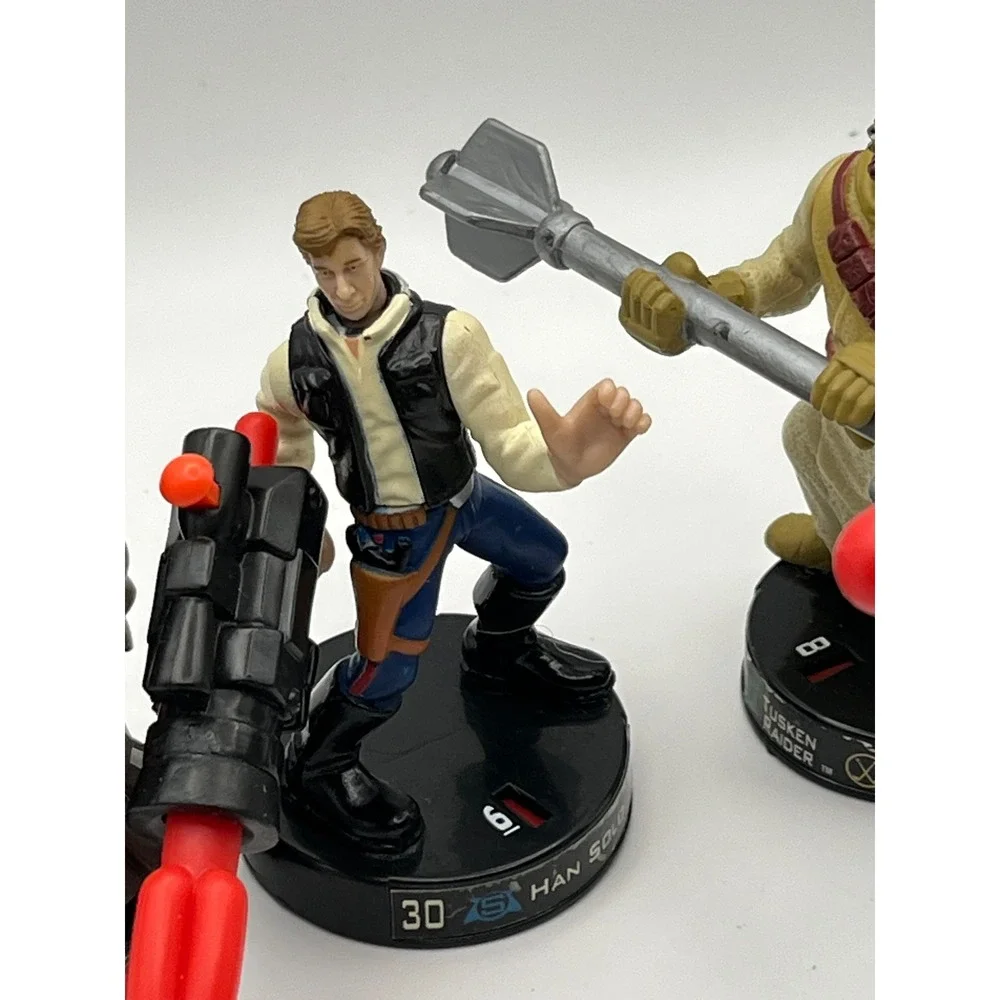 Star Wars Attacktix Figure Lot Han Solo Shaak Ti Tusken Raider 2005 Hasbro Tix